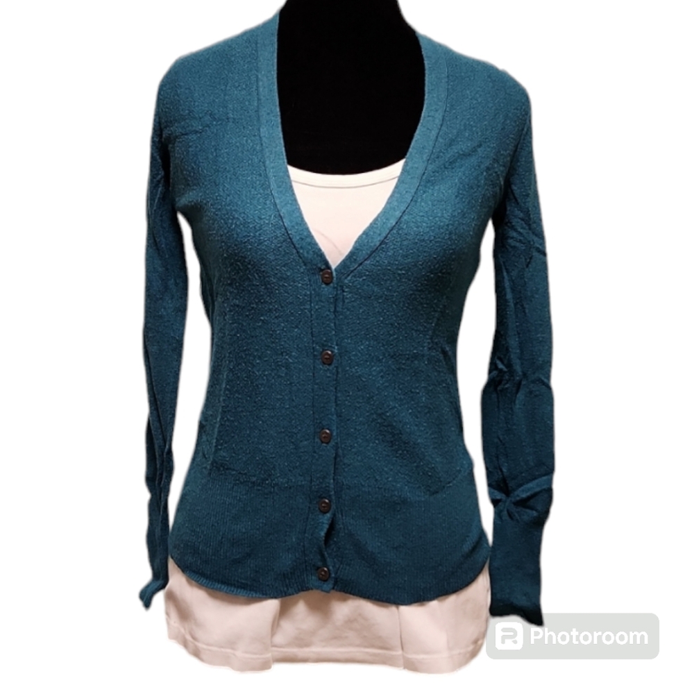 Massimo - teal button down cardigan XS